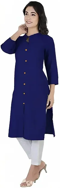 Aziz Textile Women's Rayon Kurti for Women Knee Length, Traditional Festive  Casual Kurta for Women(AT14-N.Blue-XL)-thumb1