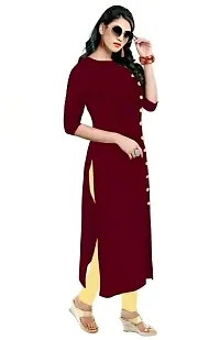 Aziz Textile Pure Cotton 3/4 Sleeve Trending Straight Kurtis Design for Women(at_Maroon_XS)-thumb2