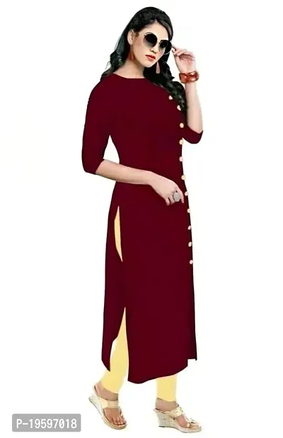 Aziz Textile Pure Cotton 3/4 Sleeve Trending Straight Kurtis Design for Women(at_Maroon_XS)-thumb3