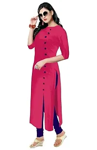 Aziz Textile Pure Cotton 3/4 Sleeve Trending Straight Kurtis Design for Women(at_Pink_L)-thumb1