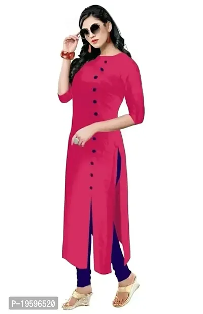 Aziz Textile Pure Cotton 3/4 Sleeve Trending Straight Kurtis Design for Women(at_Pink_L)-thumb2