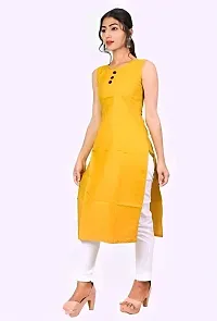 Aziz Textile Women Beautiful Solid Rayon Stylish Sleeveless Kurti Knee Length-thumb1