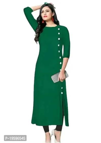 Aziz Textile Pure Cotton 3/4 Sleeve Trending Straight Kurtis Design for Women(at_Green_XXL)-thumb0