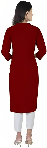 Aziz Textile Women's Rayon Kurti for Women Knee Length, Traditional Festive  Casual Kurta for Women(AT14-MAROON-XXL) Black-thumb4