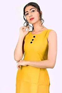 Aziz Textile Women Beautiful Solid Rayon Stylish Sleeveless Kurti Knee Length-thumb2