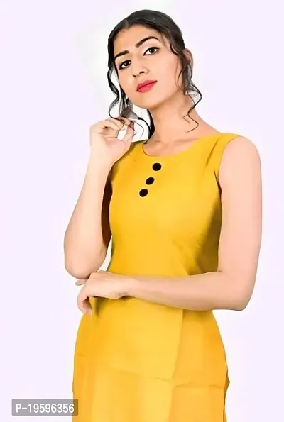 Aziz Textile Women Beautiful Solid Rayon Stylish Sleeveless Kurti Knee Length-thumb3