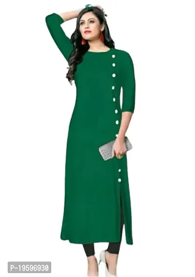 Aziz Textile Pure Cotton 3/4 Sleeve Trending Straight Kurtis Design for Women(at_Green_S)-thumb0