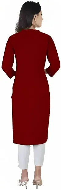 Aziz Textile Women's Rayon Kurti for Women Knee Length, Traditional Festive  Casual Kurta for Women(AT14-MAROON-S) Black-thumb4