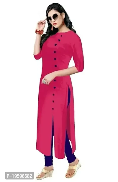 Aziz Textile Pure Cotton 3/4 Sleeve Trending Straight Kurtis Design for Women(at_Pink_XXL)-thumb2