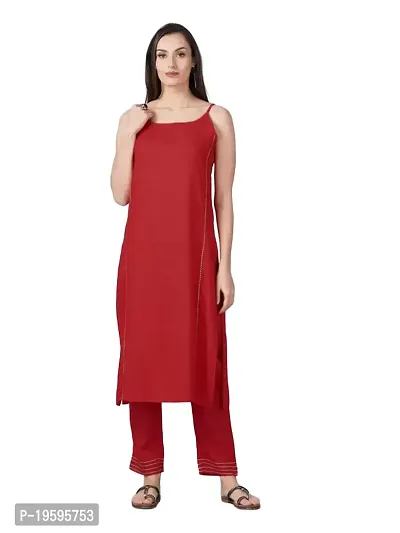 Aziz Textiles Women's Rayon Sleeveless Straight Kurti for Women  Girls-thumb0