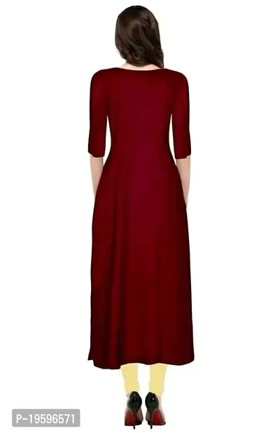 Aziz Textile Pure Cotton 3/4 Sleeve Trending Straight Kurtis Design for Women(at_Maroon_XXL)-thumb4