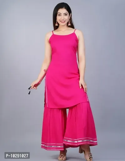 MagicBird Lace Kurti With Side Tassel(PINK)