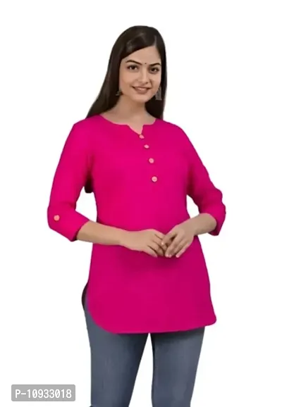 Trendy Rayon Notch Neck Short Kurti-thumb0