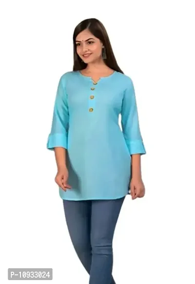 Trendy Rayon Notch Neck Short Kurti-thumb0