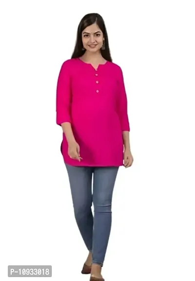 Trendy Rayon Notch Neck Short Kurti-thumb4