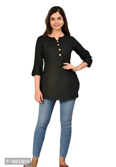 Trendy Rayon Notch Neck Short Kurti-thumb3