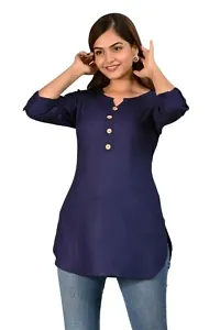 Trendy Rayon Notch Neck Short Kurti-thumb1