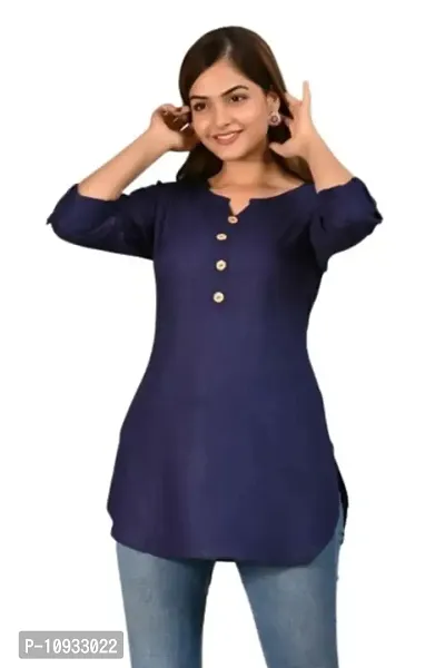 Trendy Rayon Notch Neck Short Kurti-thumb2