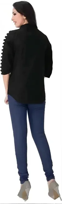 MagicBird Trendy Strip Sleeve Shirt (BLACK)-thumb3