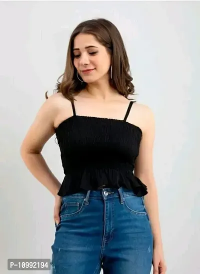 MagicBird Latest spaghetti strap crop top(BLACK)-thumb0