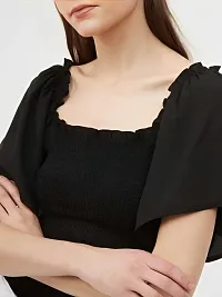 TRENDY BUTTERFLY SLEEVE SMOCK TOP BLACK-thumb2