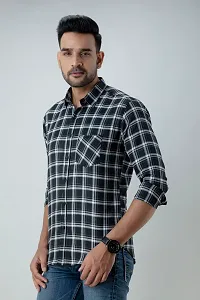 Bombay Check Regular Fit Casual Men Shirts (Large, Black)-thumb3