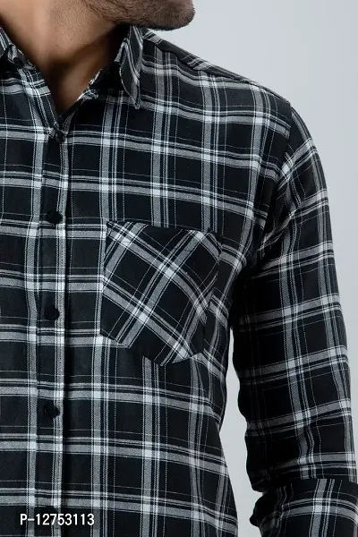 Bombay Check Regular Fit Casual Men Shirts (Large, Black)-thumb3