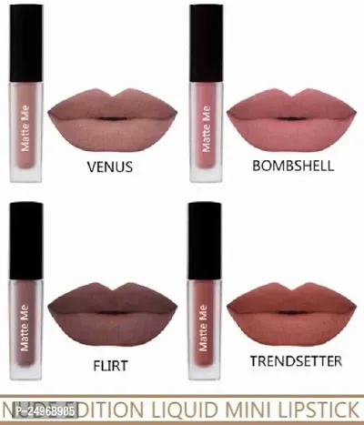 VELORA Liquid Matte Minis Lipstick Nude Edition, 6-ml - (Pack of 4)-thumb2