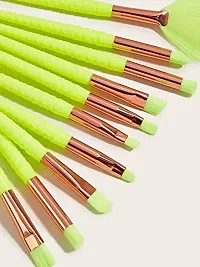 Velora Mermaid Synthetic Fiber Eyeliner Eyeshadow Blending Fish Tail Makeup Brushes Set 10 Pieces (Neon Green)-thumb3