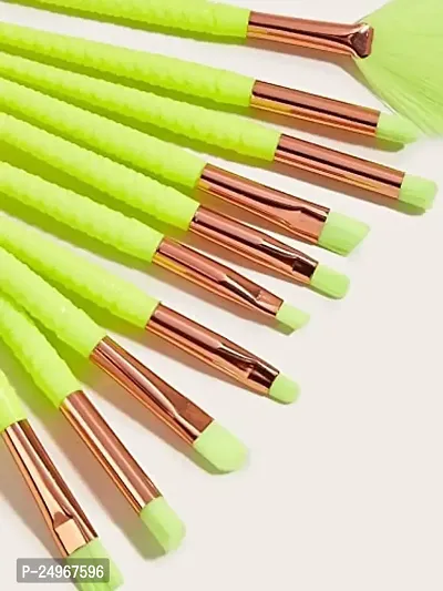 Velora Mermaid Synthetic Fiber Eyeliner Eyeshadow Blending Fish Tail Makeup Brushes Set 10 Pieces (Neon Green)-thumb4