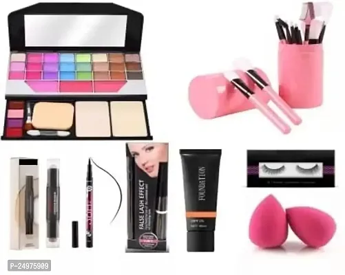 VELORA Face makeup combo (Makeup Palette + Box Brush 12 Makeup Brush) (10 Items in the set)