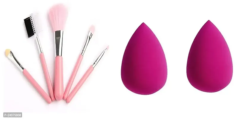 VELORA Full Makeup Kit Combo For Girls, 5Pcs Make up Applicator and 2 Pcs Blender Sponge