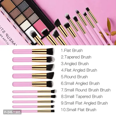 VELORA Makeup Brush Set, 10pcs Premium Synthetic Makeup Brushes, Soft and non-shedding, Foundation, Blending, Face Powder, Eyeshadow, Makeup Combo brush kit (Pink)-thumb4