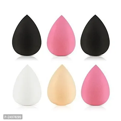 VELORA 6pcs Water Drop Style Beauty Makeup Puff Blending Powder Sponge Powder Puff (Random Colour)-thumb5