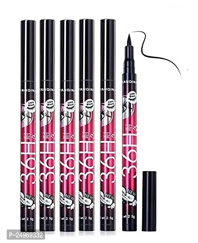 VELORA 36H Precision Liquid Waterproof Lash Eyeliner Pencil/Eye Liner, Water Resistant, Long-Lasting (Black) color pack of 6