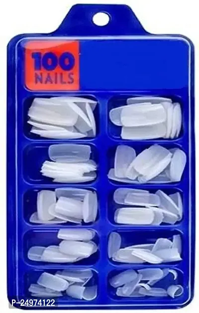 VELORA Fake Artificial False Transparent Professionals Nail 100 Pcs False Style Fake Acrylic Nail Tips With glue With NC 25 Mac Powder 15g