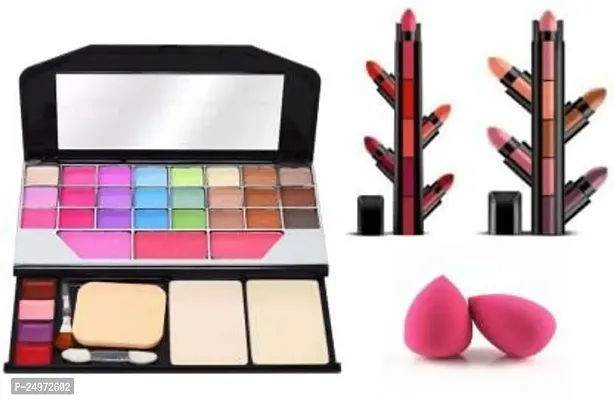 VELORA Face makeup combo (Makeup Palette + 5In1 Red Edition Lipstick+ 5 In 1 Nude Edition Lipstick+ 2 Puff (5 Items in the set)