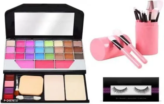 VELORA Face makeup combo (Makeup Palette + BoxBrush 12 Makeup Brush + Eyelash) (3 Items in the set)
