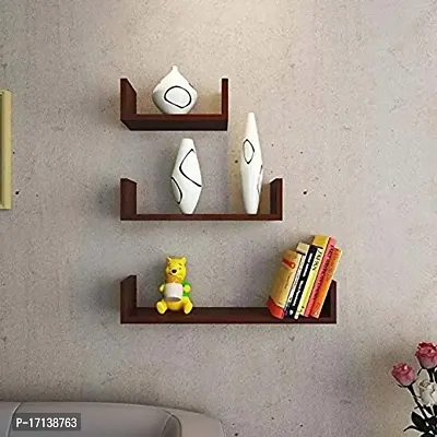 Vishva Handicraft Hanging Floating Wall Mount Display U Shape Wall Shelf, Wall Rack Shelf for Living Room Decoration, Showcase-thumb0