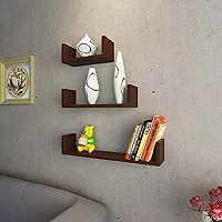 Vishva Handicraft Hanging Floating Wall Mount Display U Shape Wall Shelf, Wall Rack Shelf for Living Room Decoration, Showcase-thumb2