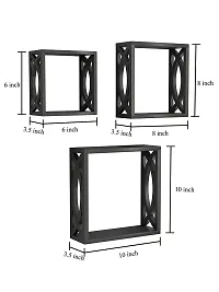 Vishva Handicraft Square Cube Floating Wall Shelves / Book Shelves for Living Room and Home Decor Set of 3-thumb2