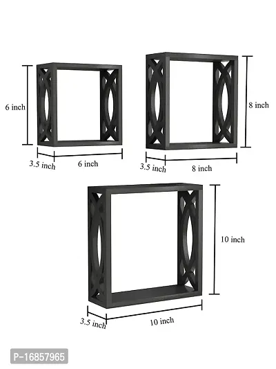 Vishva Handicraft Square Cube Floating Wall Shelves / Book Shelves for Living Room and Home Decor Set of 3-thumb3