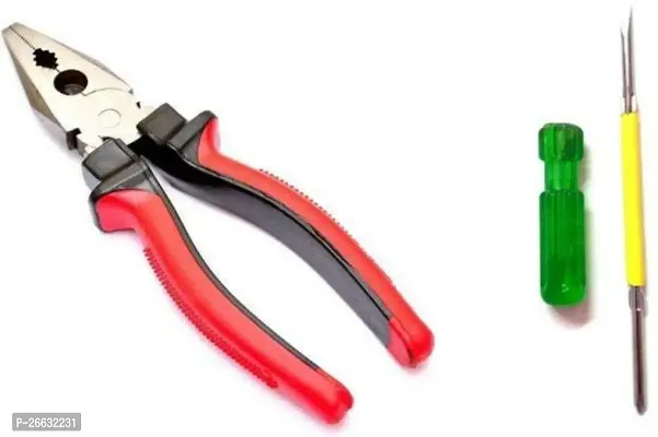 Nbs Grip Plier Easy To Handle (Combination) With Screwdriver Double Faced (Screwdriver) Hand Tool Kit (2 Tools)