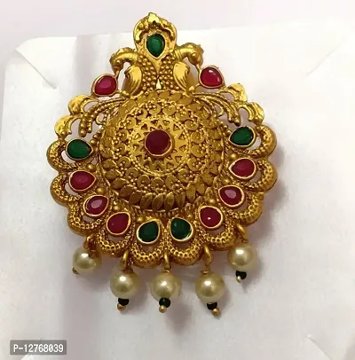 Royal Peacock Gold Plated Saree Pin For Women-thumb0