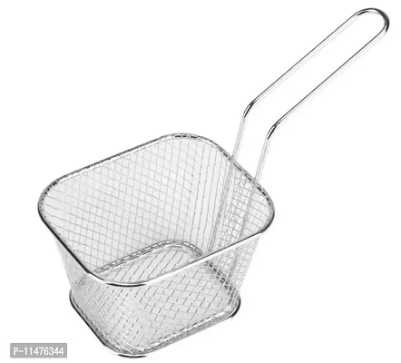 Kitchen Kemistry, Fries Basket for Serving Stainless Steel - Size : 9 X 11 X 9 cm