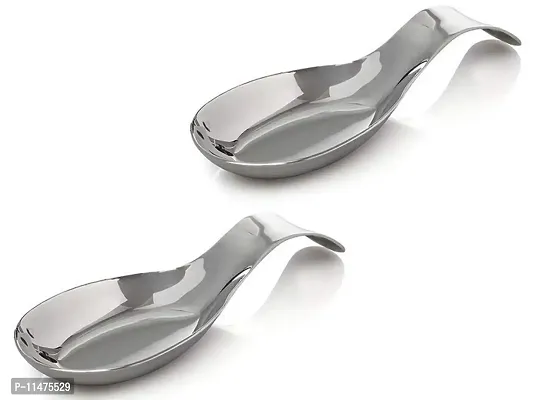Kitchen Kemistry - M- Stainless Steel Spoon Rest, for Holding Messy Spoon After Stirring - Pack of 2-thumb0