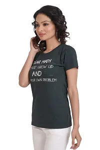 Neo Garments Women Cotton Round Neck T-Shirt | Dear Math PLS Grow UP and Solve Your OWN Problems | (Size - Small to 3XL) | Green |-thumb4