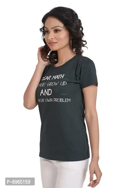 Neo Garments Women Cotton Round Neck T-Shirt | Dear Math PLS Grow UP and Solve Your OWN Problems | (Size - Small to 3XL) | Green |-thumb5