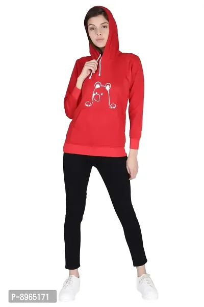 Neo Garments Women's Cotton Fashion Hooded Pullover Sweatshirt with Kangaroo Pockets | Bear ?Red | Sizes: Small to 3XL. |