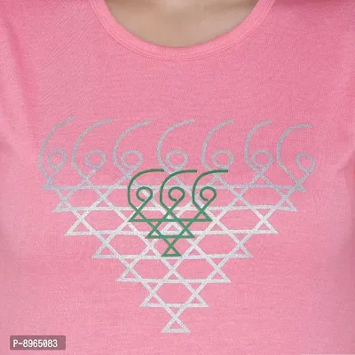 Neo Garments Women's Cotton T-Shirt. Saraswati Yantra (Pink). Size: X-Small to 2XL.-thumb3